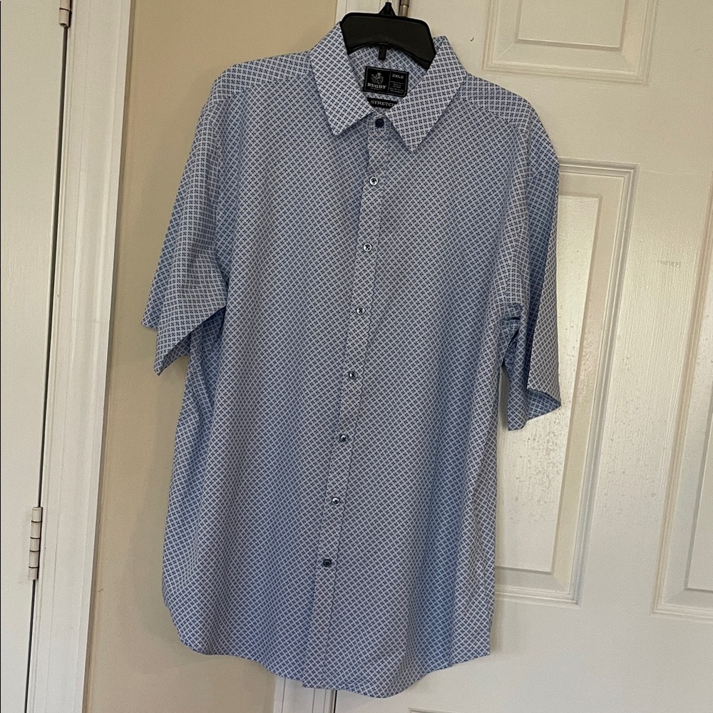 Mens Rugby University short sleeved dress shirt